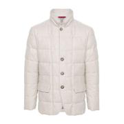 Ivory Puffer Jakke med Front Zip