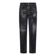 Sort Slim Fit Revnede Jeans