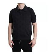 Silke Jacquard Polo T-shirt med Logo Broderi