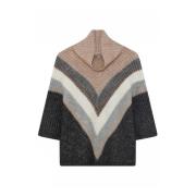 Sort Roll Neck Cape Sweater