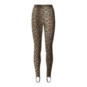 Leopard Print Leggings med elastik i taljen