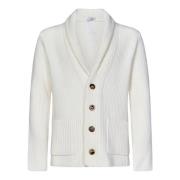 Hvid Strik Shawl Krave Cardigan