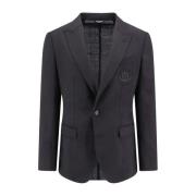 Sort Uld Blazer Enkeltknap Peak Revers