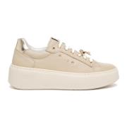 Beige og Guld Læder Sneakers