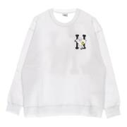 Klassisk Flocked Crew Neck Sweatshirt Hvid