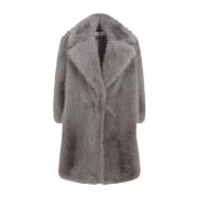 Faux Fur Coat i Grå Perle