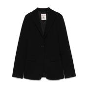 Elegant Sort Blazer med Peak Revers