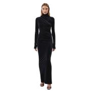 Jet Black Velvet Maxi Kjole