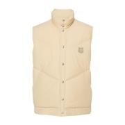 Logo Patch Button Closure Sleeveless Down Vest