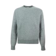 Grøn Crew Neck Sweater Ribbed Kanter