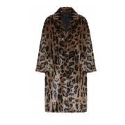 Leopard Faux Fur Raglan Coat Jakke