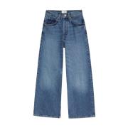 Højtaljet bredbenet denim jeans