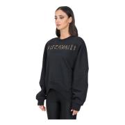 Sort Crew Neck Sweatshirt med Studded Logo