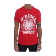 Stilfuldt Rødt 'RIDERS' Motiv T-Shirt