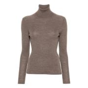 Ribbet uld turtleneck sweater