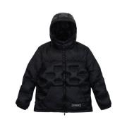 KIDS -Black quilted jacket with hood