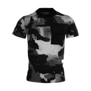 Camouflage Bomuld T-shirt med rund hals