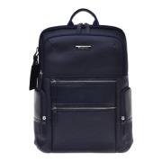 Backpack in blue calfskin and nylon