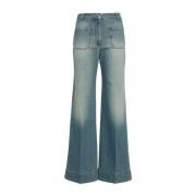 Blå Denim Wide Leg Jeans