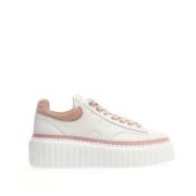 Elegante Hvide Pink Stribe Sneakers