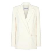 Velour dobbeltradet blazer Offwhite