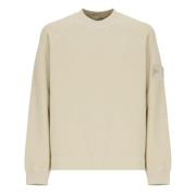 Beige Bomuldssweatshirt med Rund Hals