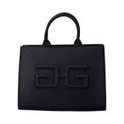 Sort Syntetisk Shopper Taske med Double G Patch