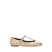 Python-Præget Læder Ballerina Flats