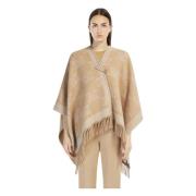 Kamel Uld Jacquard Poncho Frine