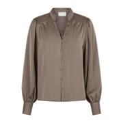 Elegant Drapy Bluse Dark Taupe