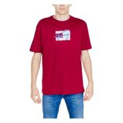 Bordeaux Print Rund Hals T-shirt Mænd