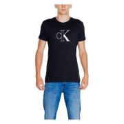 Sort Enkel Rund Hals T-shirt