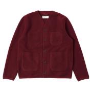 Dyb Rød Uld Fleece Cardigan