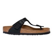 Sort Nubuck Sandal med Kork Fodseng