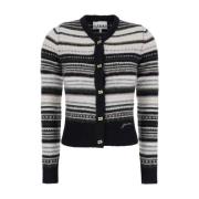 Sort Uld Stribe Cardigan Sweater