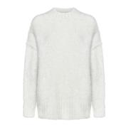 Hvid Alpaka Sweater Børstet Effekt Jumper