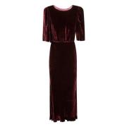 Burgundy Velour Cut-Out Lang Kjole