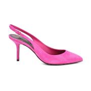 Fuchsia Gedelæder Pumps med Leopard