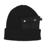 Sort Utility Beanie med Ribstrik