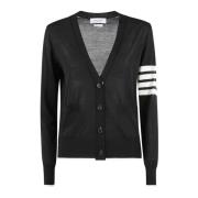 Stribet Merinould V-hals Cardigan