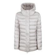 Beige Blank Hætte Puffer Jakke