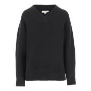 Sort Uldblandings V-Hals Sweater