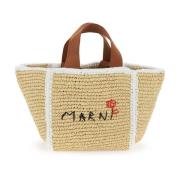 Macramé Strik Tote Taske med Broderet Logo