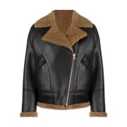 Shearling Læderjakke Brun