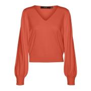 Orange V-Neck Strik til Kvinder