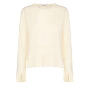 Hvid Cashmere Uld Sweater Kvinder Rund Hals