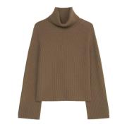 Ribstrikket turtleneck sweater løs