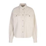 Hvid Corduroy Overshirt med Klassisk Krave