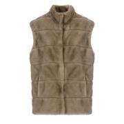 Brun Faux Fur Vest Ærmeløs Krog