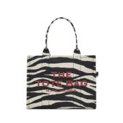 Zebra Canvas Tote Taske med Lynlås